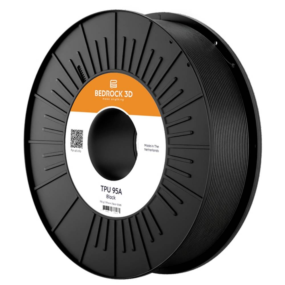 BEDROCK 3D TPU-2308a075 TPU 95A Black 1.75 Mm 750 G Filament TPU 1.75 Mm 750 G Black 1 Pc(s)