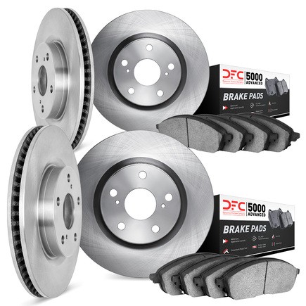 Dynamic Friction Company Front and Rear Brake Rotors with 5000 Advanced Brake Pads - 6504-02009
