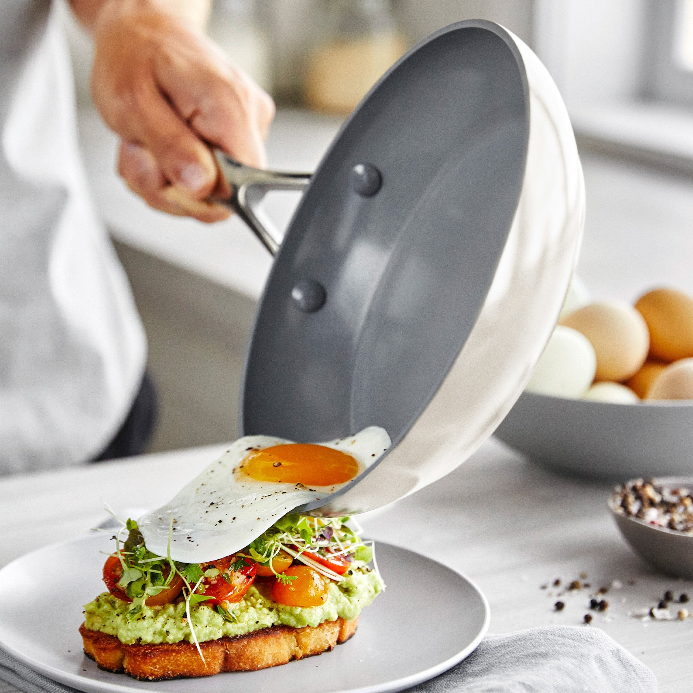 GreenPan Valencia Pro Ceramic Nonstick 11-Piece Cookware Set | Cream