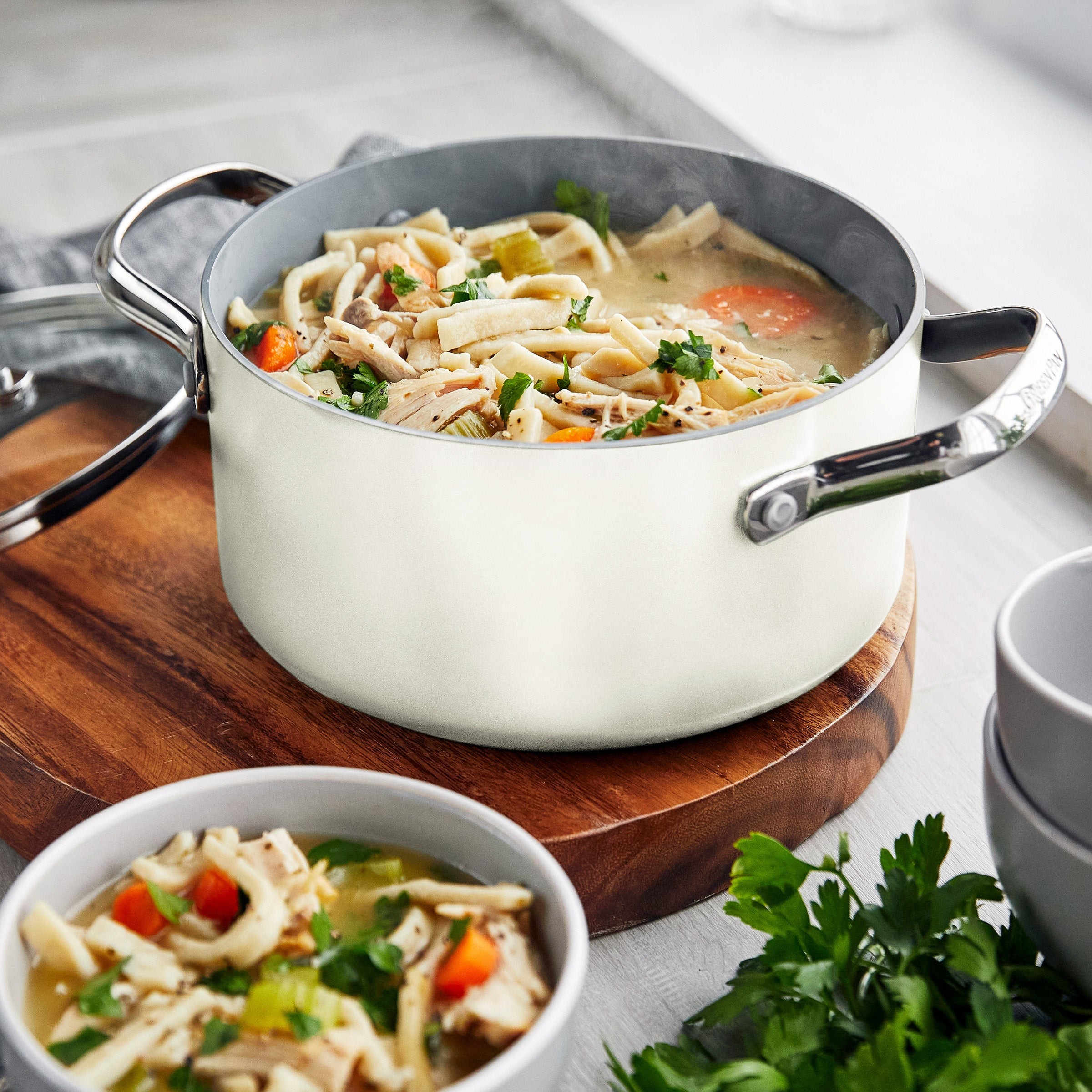 GreenPan Valencia Pro Ceramic Nonstick 11-Piece Cookware Set | Cream