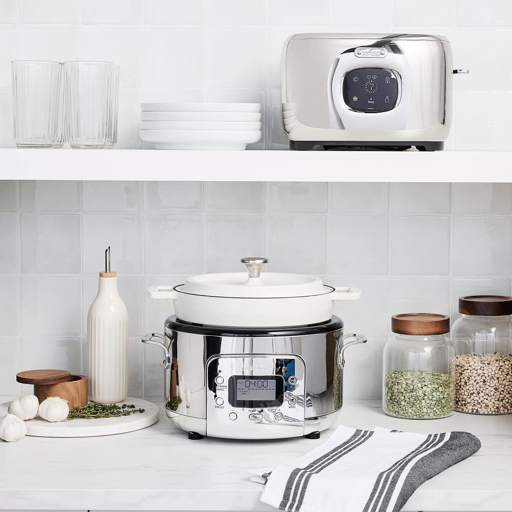 Stainless Steel 6-in-1 Digital Slow Cooker with Removable Cast Iron Pot 5 Quart❗MAY HAVE MISSING PIECES/NEEDS CLEANING❗