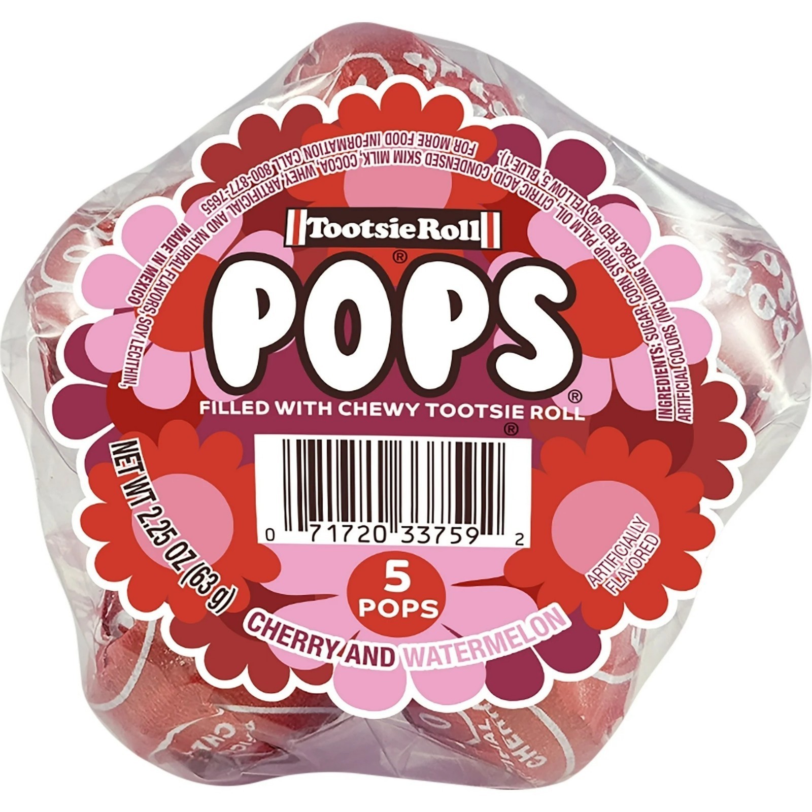 Tootsie Roll Pops Cherry & Watermelon 5 Count Bouquet Valentine's Day Lollipops