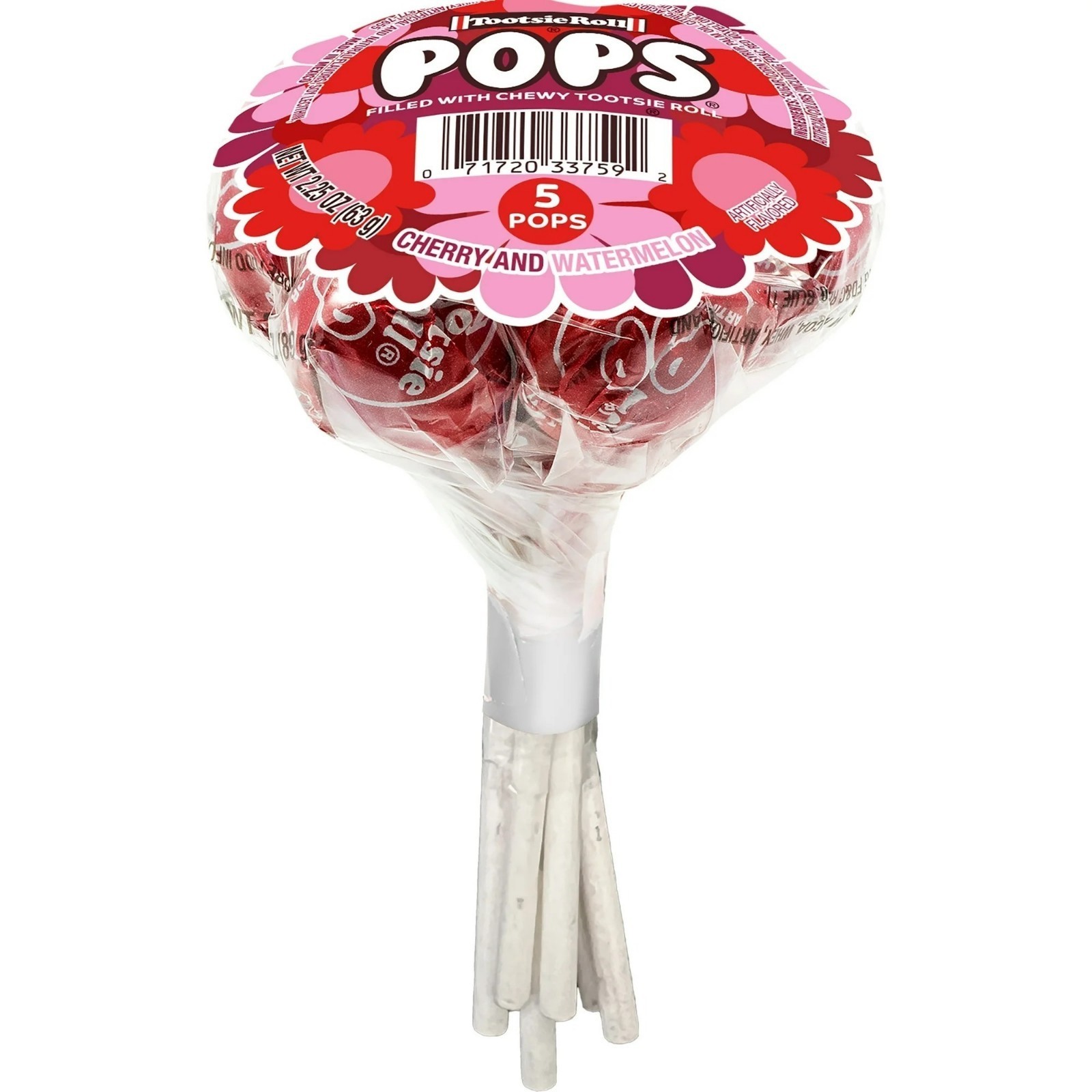 Tootsie Roll Pops Cherry & Watermelon 5 Count Bouquet Valentine's Day Lollipops thumbnail
