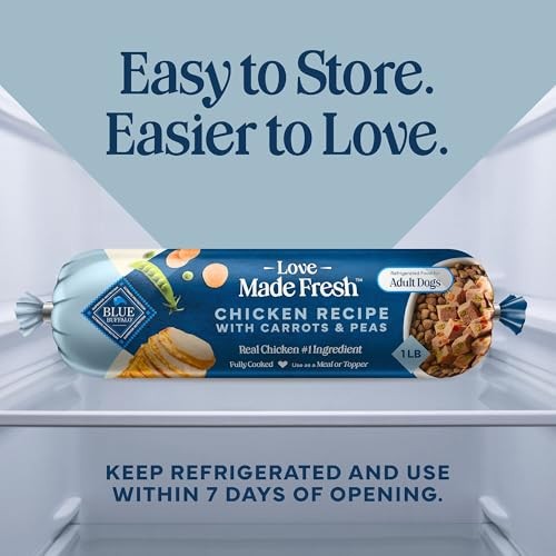 Blue Buffalo Love Made Fresh Natural Adult Dog Food, Refrigerated, Chicken with Carrots and Peas, Fresh Dog Food, Ready-to-Serve, 1-lb Roll thumbnail