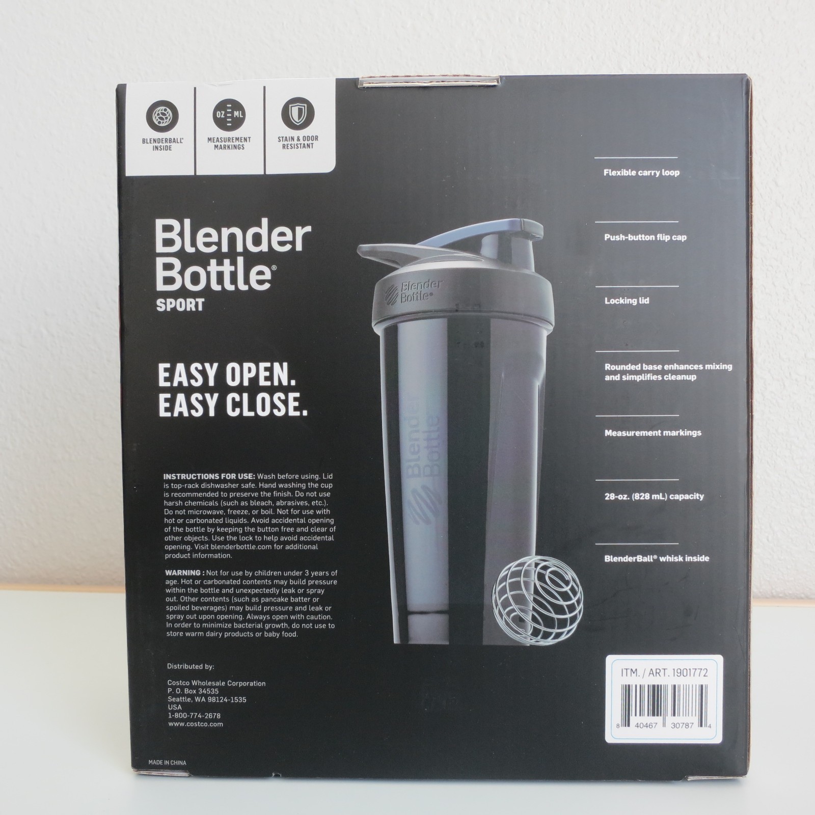 Blender Bottle Strada Shaker Bottle, 2-pack / Black & Clear
