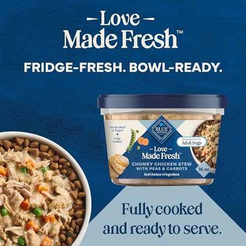 Blue Buffalo Love Made Fresh Natural Adult Dog Food, Refrigerated, Chunky Chicken Stew with Carrots and Peas, Fresh Dog Food, Ready-to-Serve, 1-lb Tub thumbnail