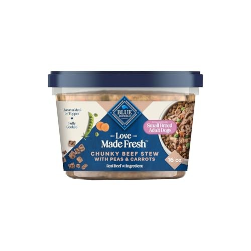 Blue Buffalo Love Made Fresh Natural Adult Dog Food for Small Breed Adult Dogs, Refrigerated, Chunky Beef Stew with Carrots and Peas, Fresh Dog Food, 