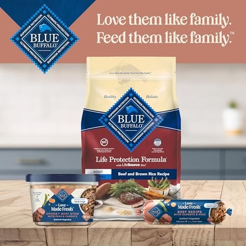 Blue Buffalo Love Made Fresh Natural Adult Dog Food, Refrigerated, Beef with Carrots and Peas, Fresh Dog Food, Ready-to-Serve, 1-lb Roll thumbnail