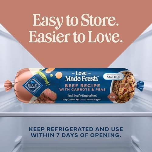 Blue Buffalo Love Made Fresh Natural Adult Dog Food, Refrigerated, Beef with Carrots and Peas, Fresh Dog Food, Ready-to-Serve, 1-lb Roll thumbnail