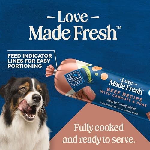 Blue Buffalo Love Made Fresh Natural Adult Dog Food, Refrigerated, Beef with Carrots and Peas, Fresh Dog Food, Ready-to-Serve, 1-lb Roll thumbnail