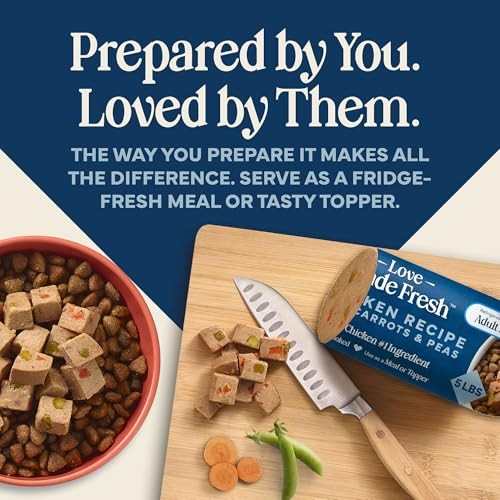 Blue Buffalo Love Made Fresh Natural Adult Dog Food, Refrigerated, Chicken with Carrots and Peas, Fresh Dog Food, Ready-to-Serve, 5-lb Roll thumbnail