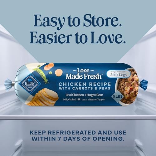 Blue Buffalo Love Made Fresh Natural Adult Dog Food, Refrigerated, Chicken with Carrots and Peas, Fresh Dog Food, Ready-to-Serve, 5-lb Roll thumbnail