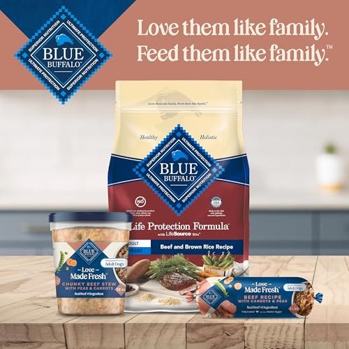 Blue Buffalo Love Made Fresh Natural Adult Dog Food, Refrigerated, Beef with Carrots and Peas, Fresh Dog Food, Ready-to-Serve, 5-lb Roll thumbnail