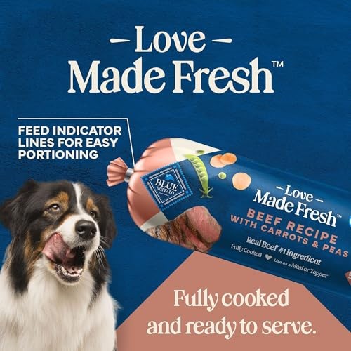 Blue Buffalo Love Made Fresh Natural Adult Dog Food, Refrigerated, Beef with Carrots and Peas, Fresh Dog Food, Ready-to-Serve, 5-lb Roll thumbnail
