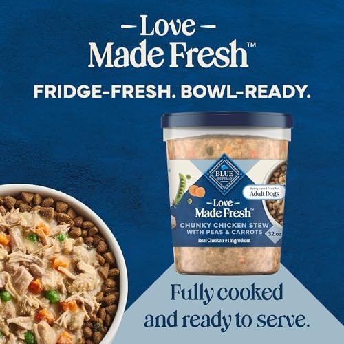 Blue Buffalo Love Made Fresh Natural Adult Dog Food, Refrigerated, Chunky Chicken Stew with Carrots and Peas, Fresh Dog Food, Ready-to-Serve, 2-lb Tub thumbnail
