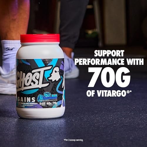 GHOST Clear Gains Mass Gainer Protein Powder - Post-Workout Weight Gainer Mix - 40g of Whey Protein Isolate, 440 Calories & 70g Vitargo Carbs - Lean M thumbnail