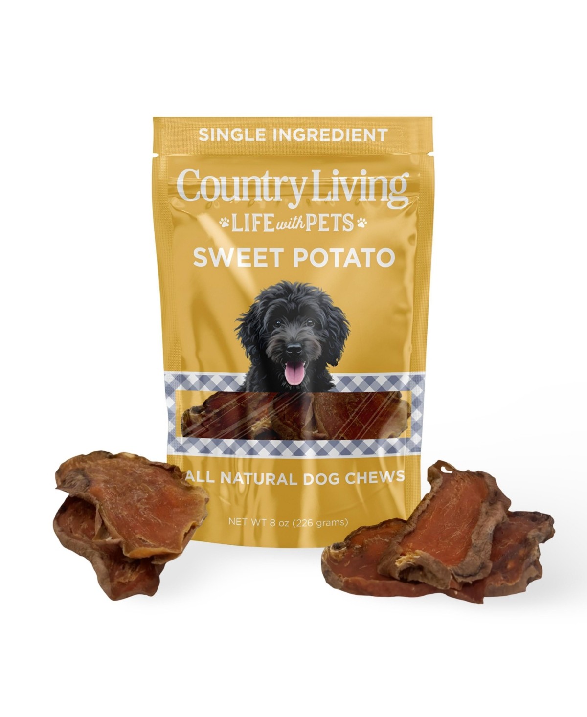 Country Living Sweet Potato Chips Dog Treats â 8oz Bag â 100% Natural - Yellow Bag