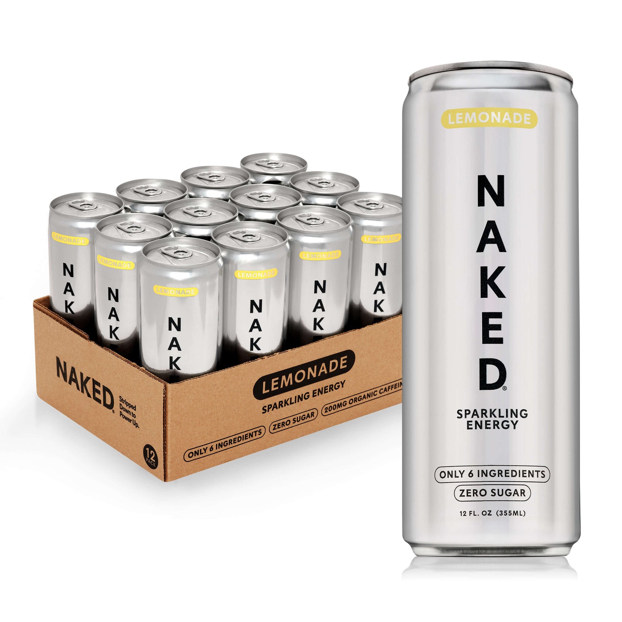 Lemonade Naked Sparkling Energy | Clean Energy Drink - 12 Cans thumbnail