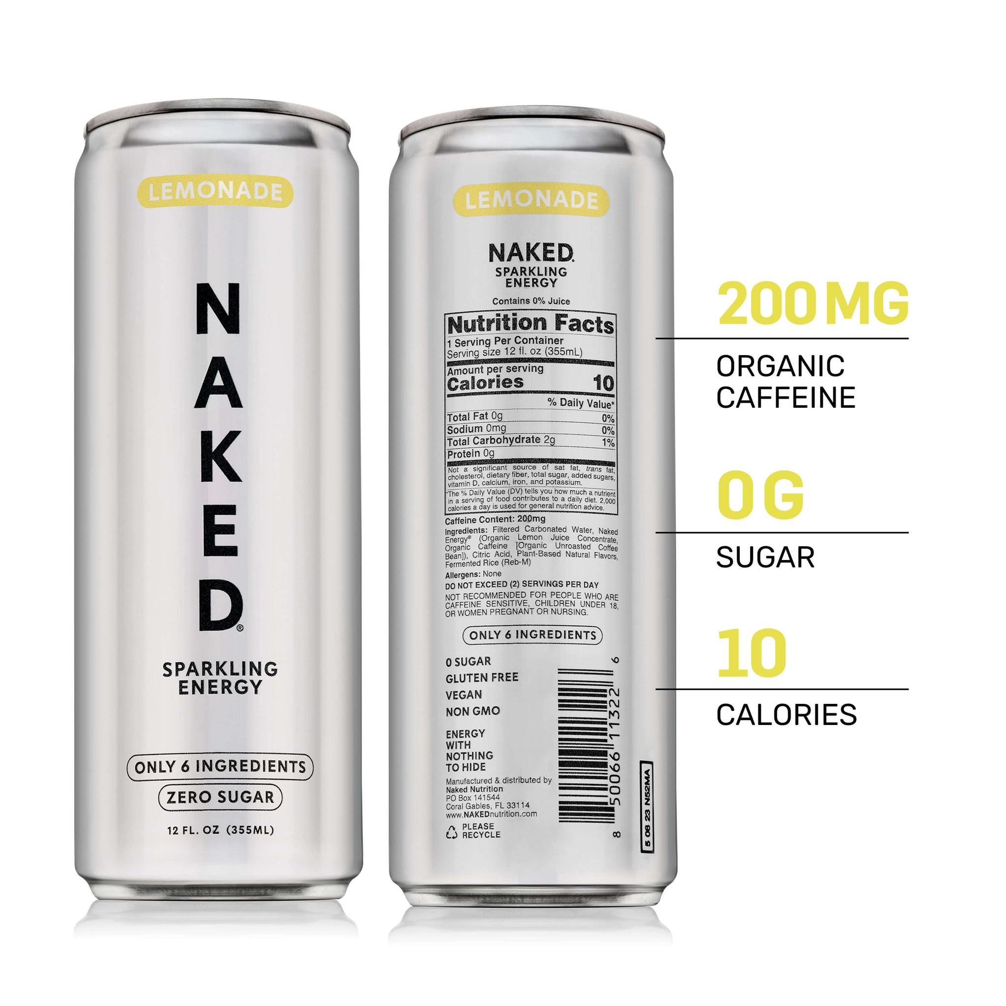Lemonade Naked Sparkling Energy | Clean Energy Drink - 12 Cans thumbnail