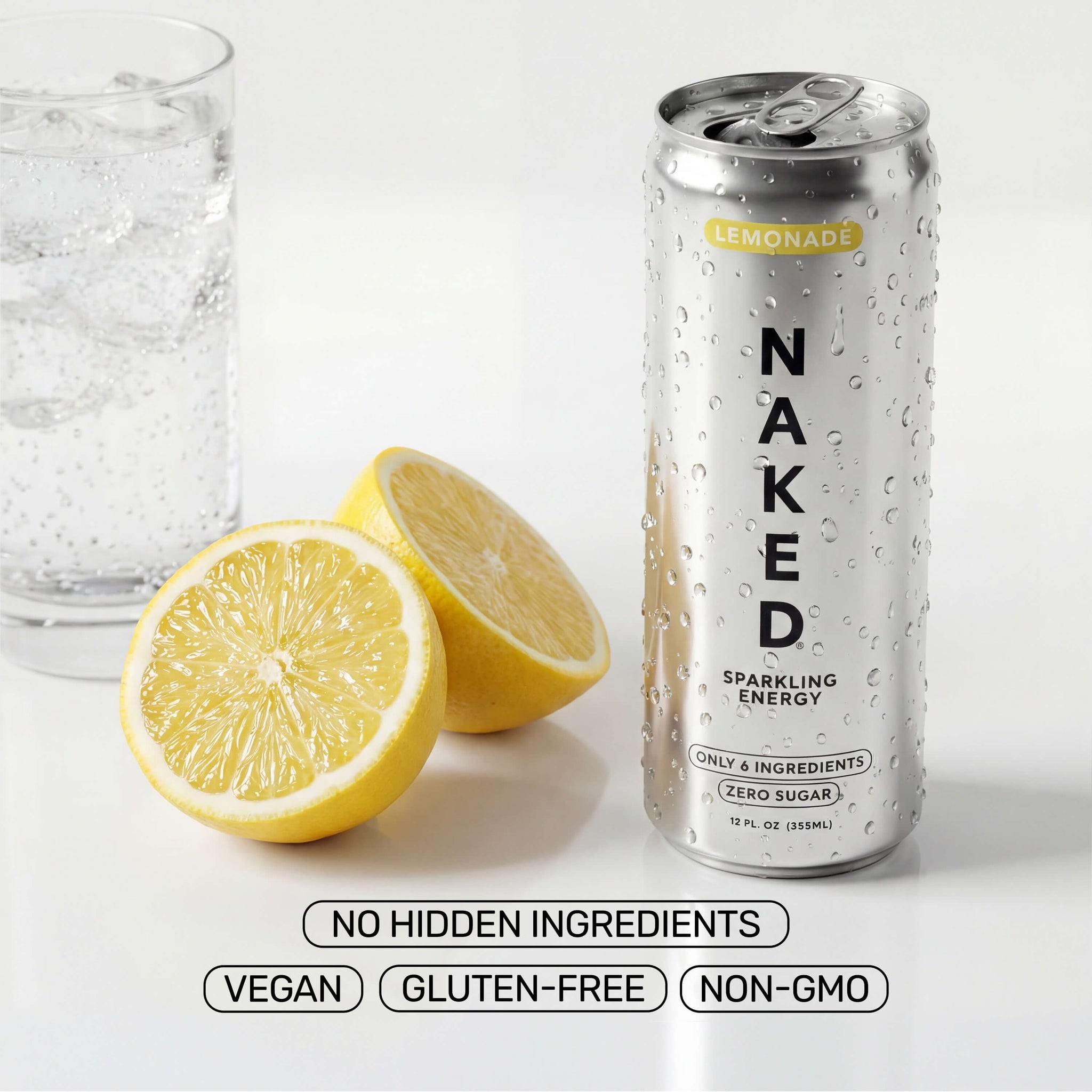 Lemonade Naked Sparkling Energy | Clean Energy Drink - 12 Cans thumbnail