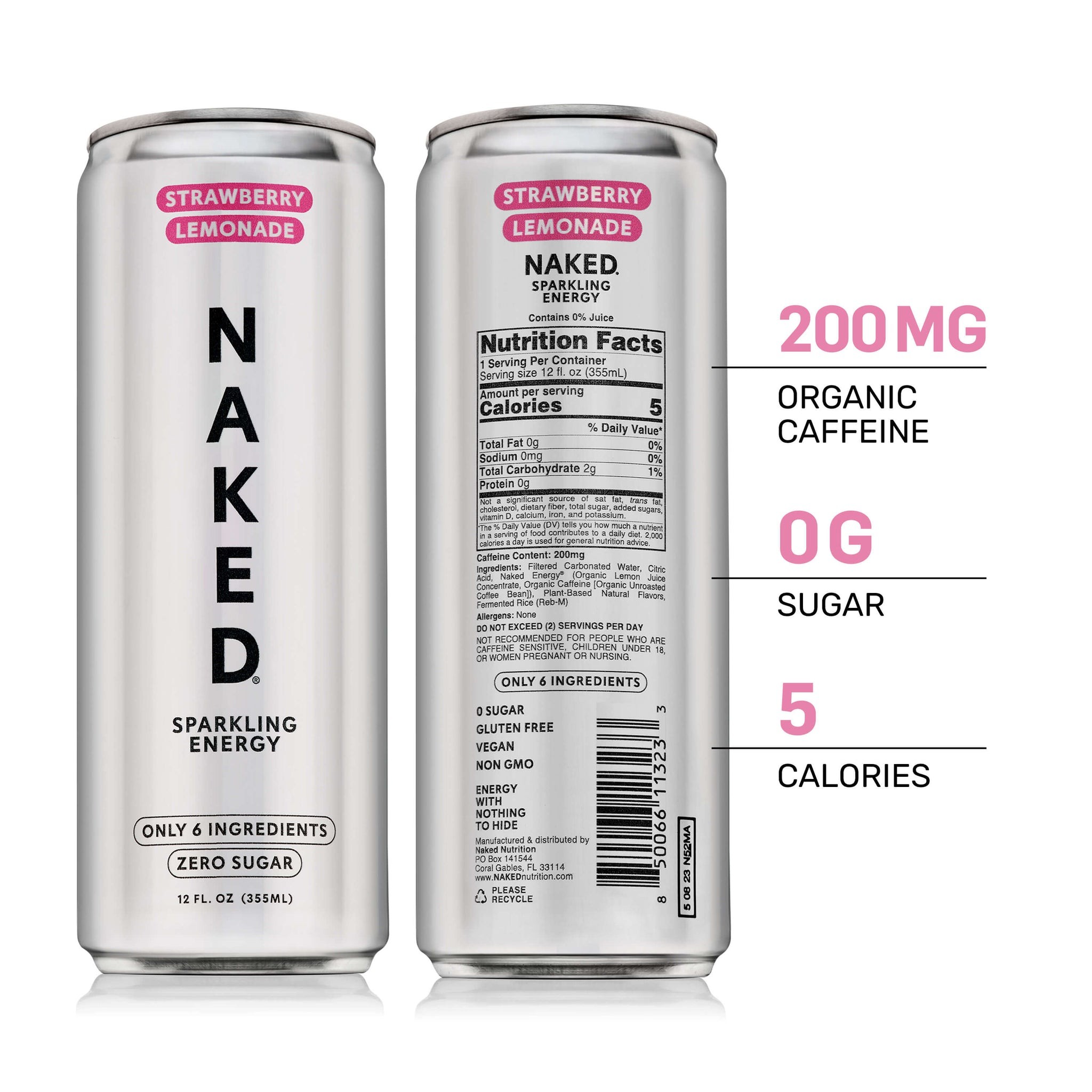 Strawberry Lemonade Naked Sparkling Energy | Clean Energy Drink - 12 Cans thumbnail