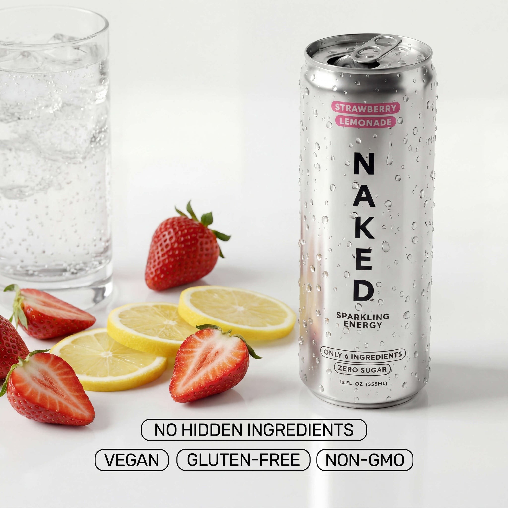 Strawberry Lemonade Naked Sparkling Energy | Clean Energy Drink - 12 Cans thumbnail