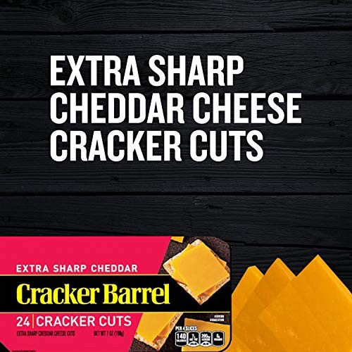 Cracker Barrel Cracker Cuts Extra Sharp Yellow Cheddar Cheese Slices, 24 Ct Tray thumbnail