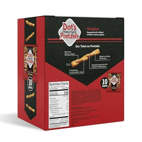 Dot's Homestyle Pretzels Original Seasoned Pretzel Twist Snack, 1oz Individually Sized Bag (10 Count) thumbnail