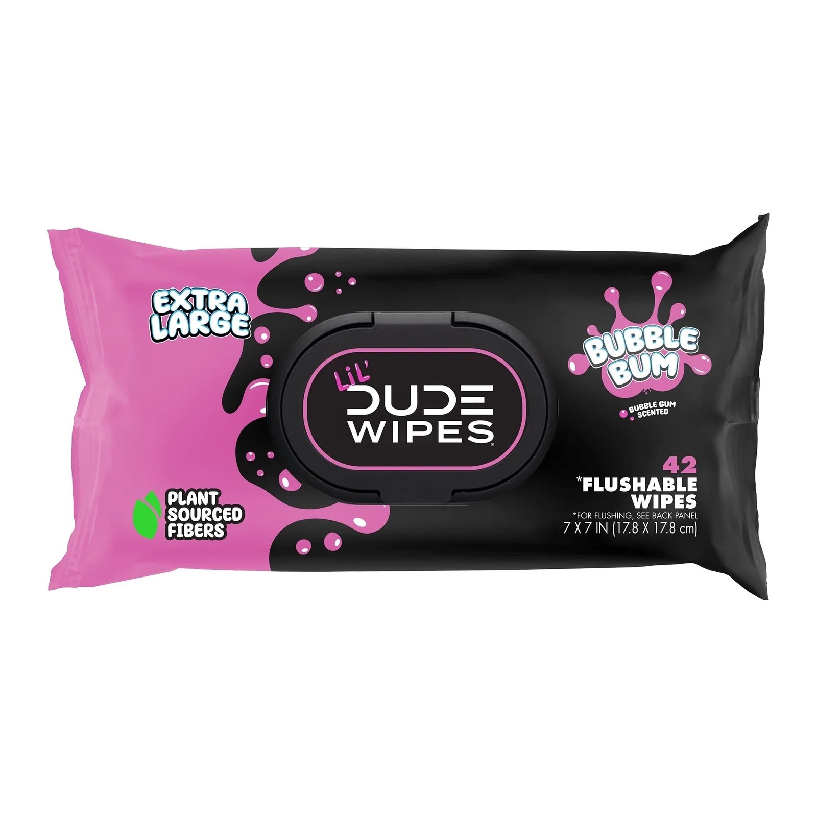 Lil' Dude Wipes Bubble Bum Flushable Wet Wipe for Kids Bubble Gum Scent 42 Count thumbnail