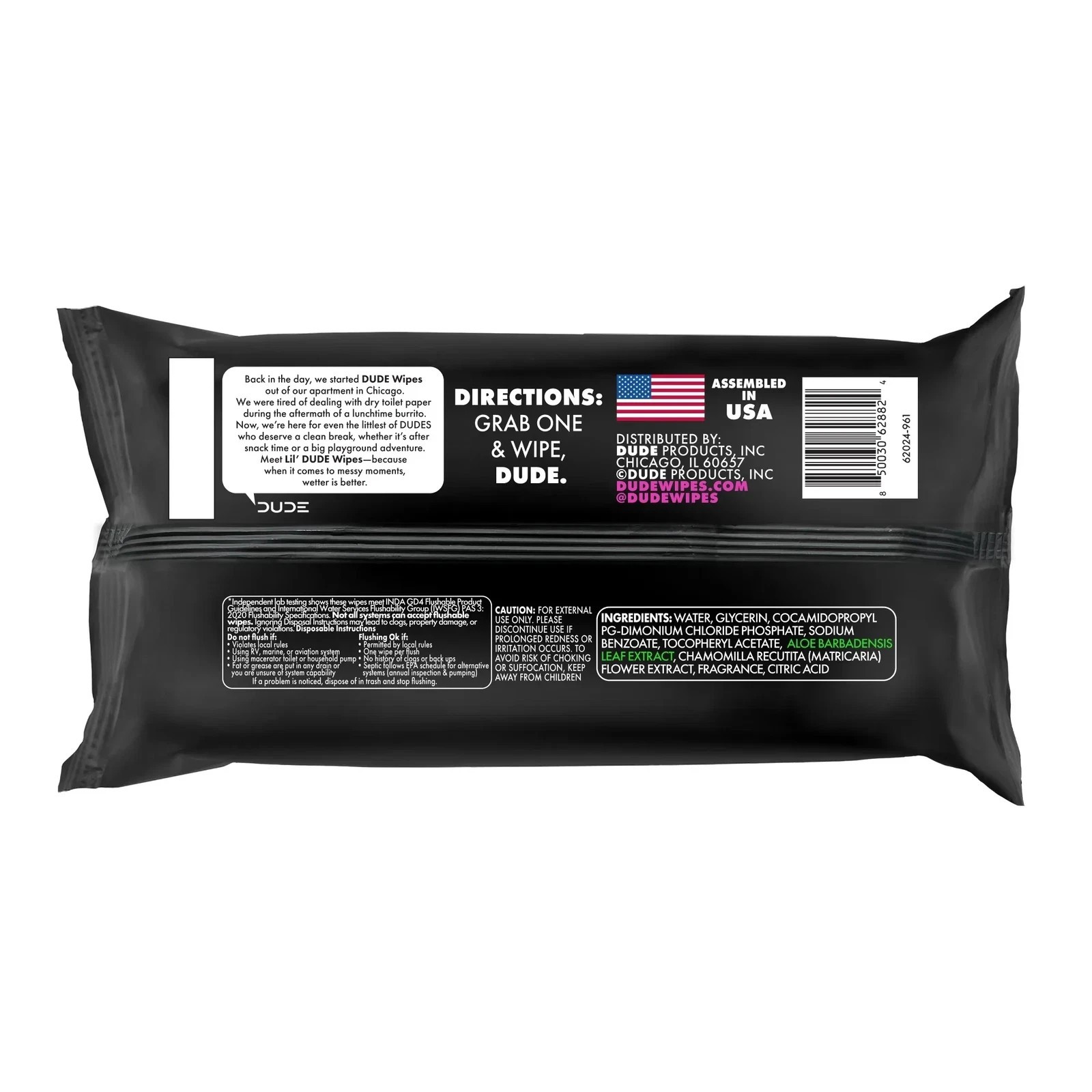 Lil' Dude Wipes Bubble Bum Flushable Wet Wipe for Kids Bubble Gum Scent 42 Count thumbnail