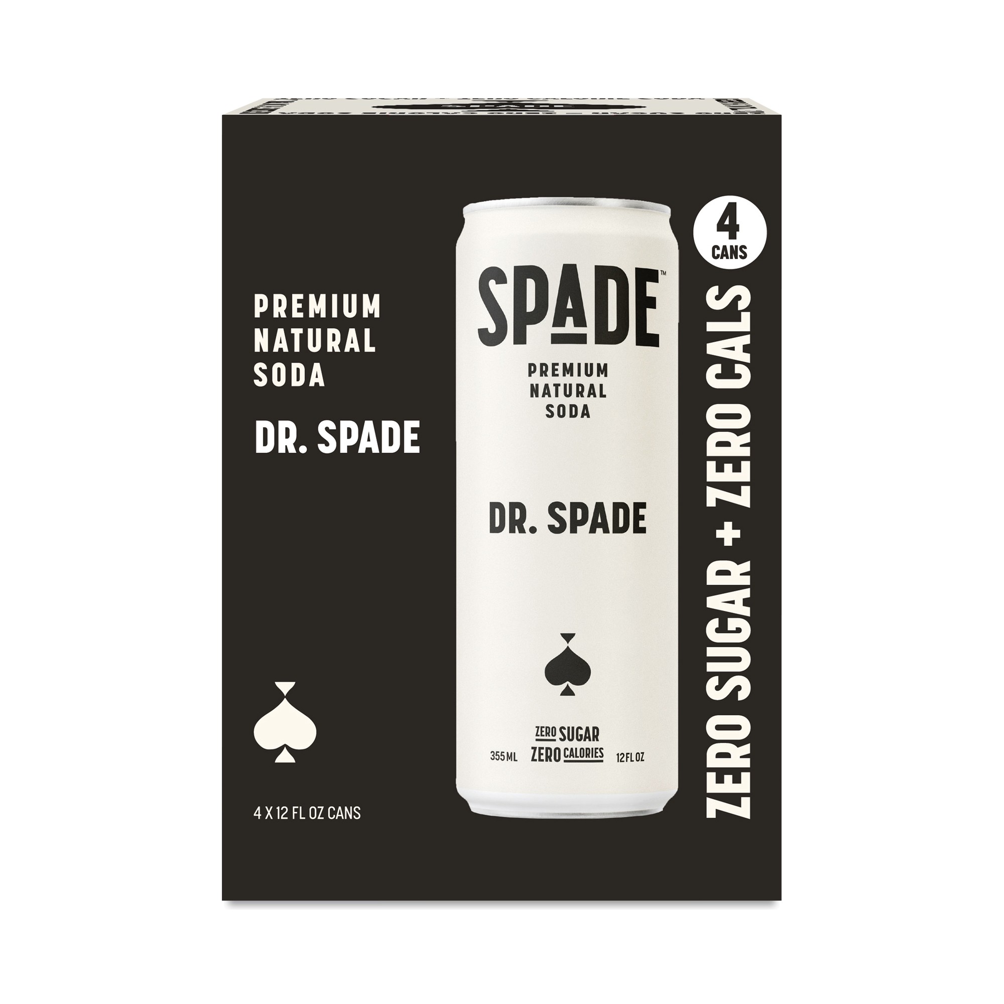 Spade Zero Sugar Soda, Dr. Spade 4 Cans (12 Fl Oz Each)