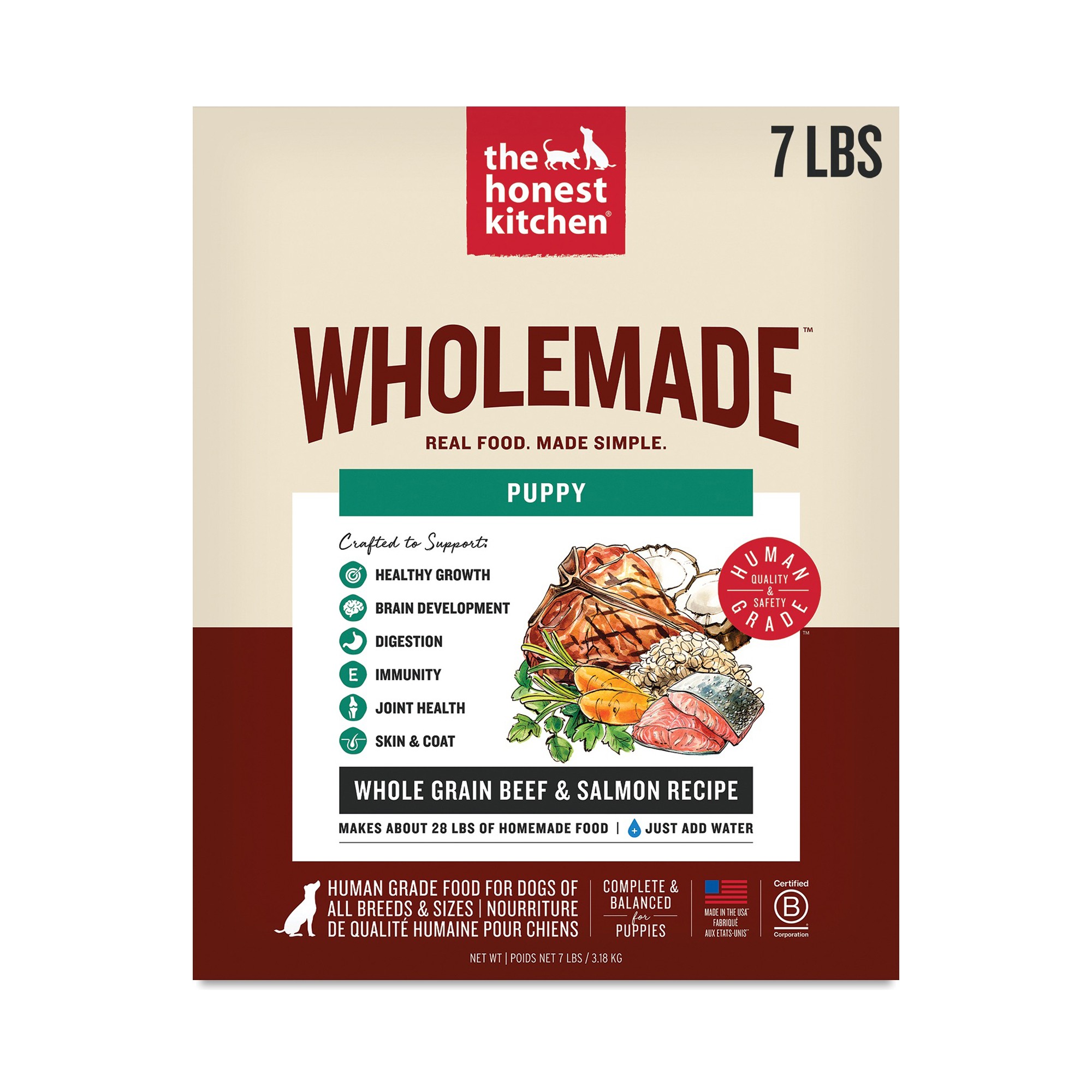 The Honest Kitchen Wholemade Whole Grain Beef & Salmon Dehydrated Puppy Food 7 Lb Box