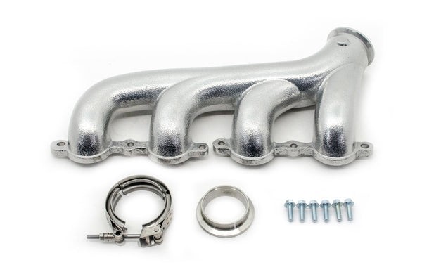 HZ-9980-CER-SIL Cast Iron Exhaust Manifolds Passenger Side V Band Clamp 2002-2012 Chevy LS Based, Ceramic Silver