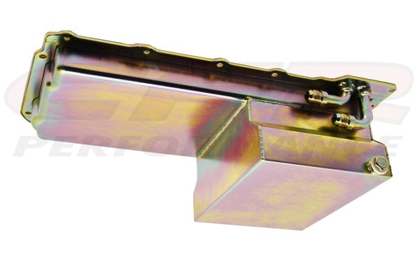 CFR-9734-Z Steel Chevy GM LS Engines Oil Pan 7 Qt. 90 Deg Fitting, Zinc - BOP-1