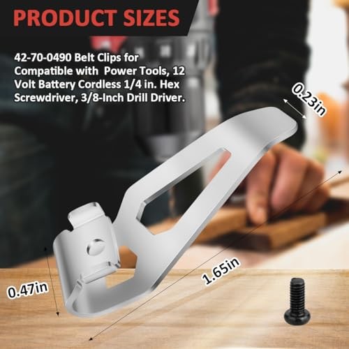 Belt Clips, 2pcs 42-70-0490 Drill Tool Clips Hook Kit with Screws Fit for Hex Screwdrive, Drill Driver, 12 Volt Power Tools thumbnail
