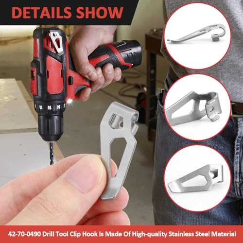 Belt Clips, 2pcs 42-70-0490 Drill Tool Clips Hook Kit with Screws Fit for Hex Screwdrive, Drill Driver, 12 Volt Power Tools thumbnail