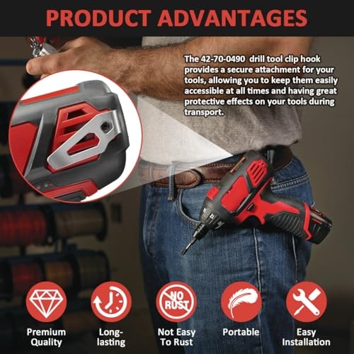 Belt Clips, 2pcs 42-70-0490 Drill Tool Clips Hook Kit with Screws Fit for Hex Screwdrive, Drill Driver, 12 Volt Power Tools thumbnail