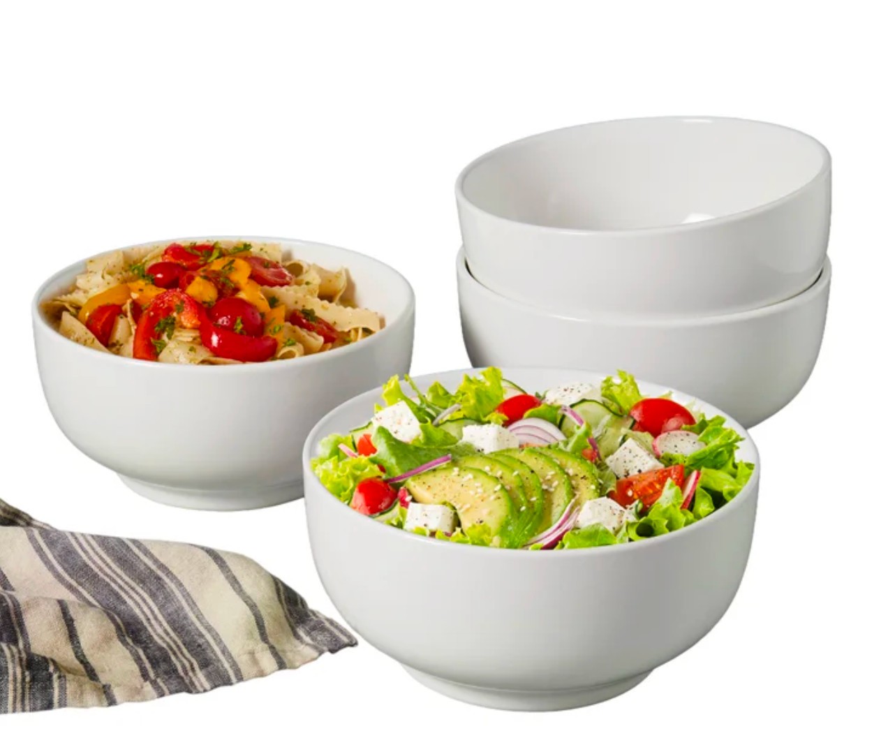?Denmark 4-piece White All Purpose Durable Vitrified Porcelain Bowls Ramen, Salad