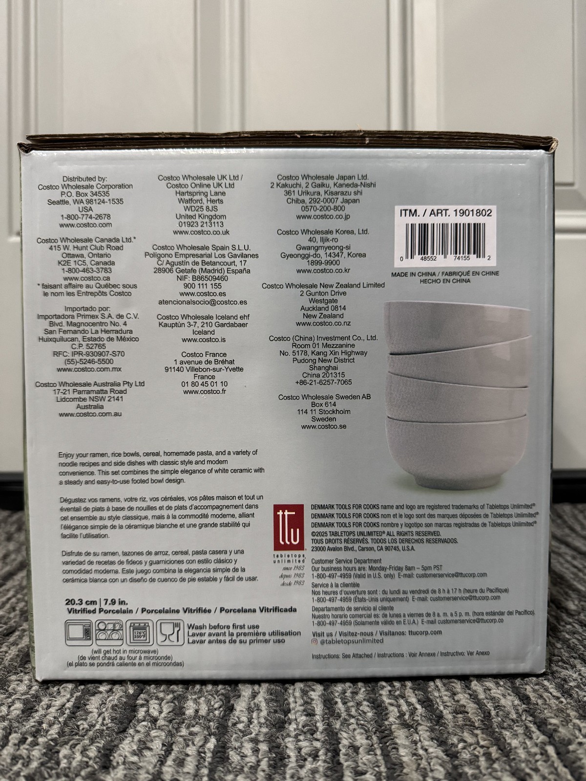 ?Denmark 4-piece White All Purpose Durable Vitrified Porcelain Bowls Ramen, Salad