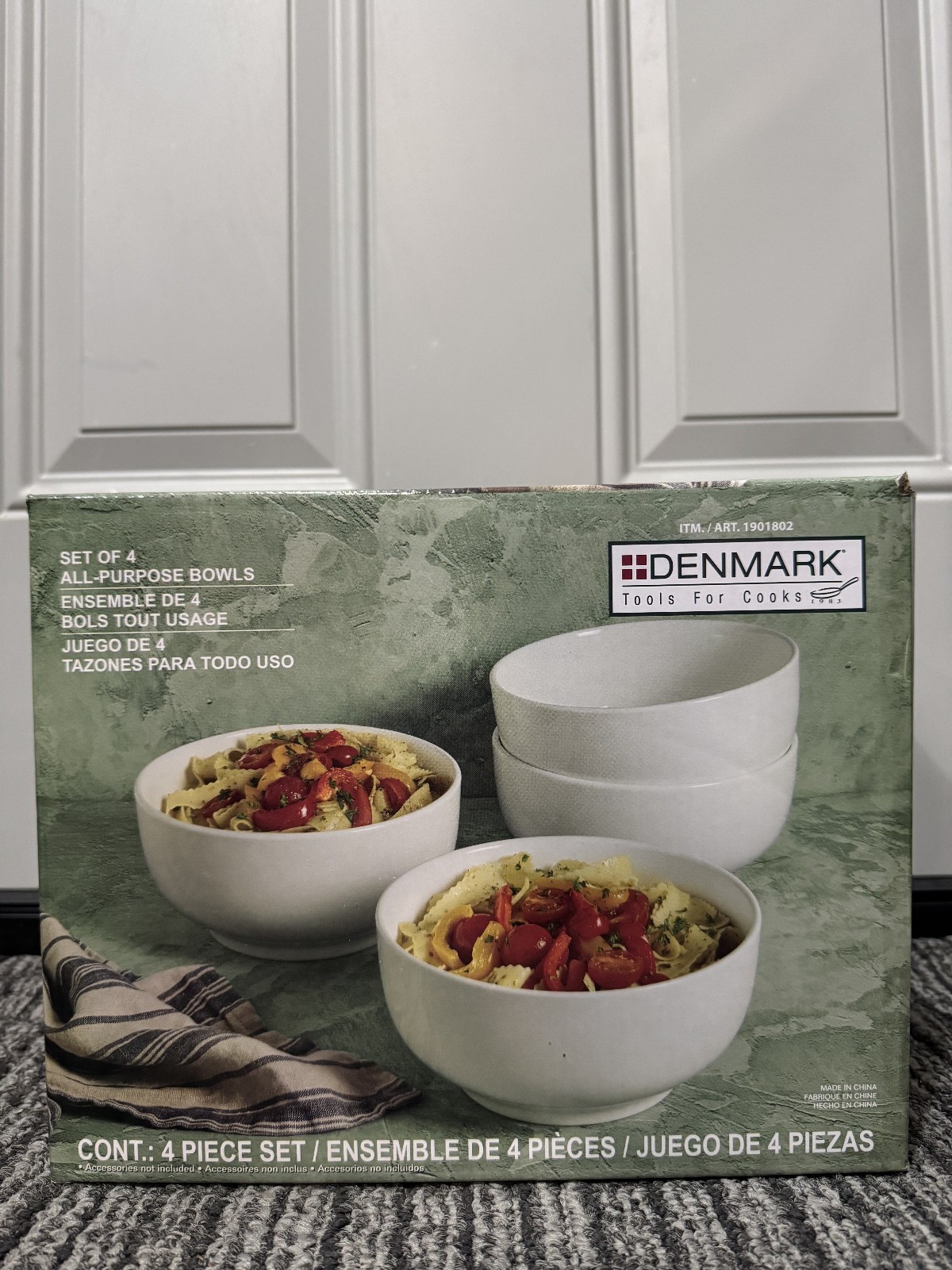 ?Denmark 4-piece White All Purpose Durable Vitrified Porcelain Bowls Ramen, Salad