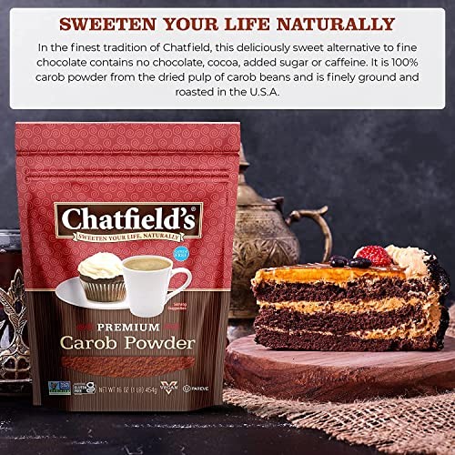 Chatfield’s All Natural Carob Powder 16-oz Pouch, Sweet and Delicious, Premium Quality, Caffeine-Free, Gluten-Free, Vegan, Kosher, Non-GMO Verified  thumbnail