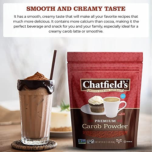 Chatfield’s All Natural Carob Powder 16-oz Pouch, Sweet and Delicious, Premium Quality, Caffeine-Free, Gluten-Free, Vegan, Kosher, Non-GMO Verified  thumbnail