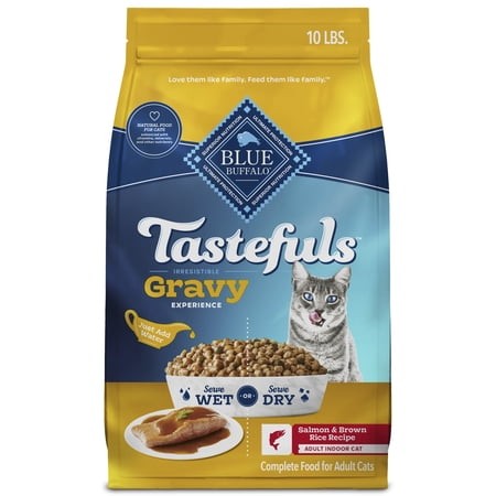 Blue Buffalo Tastefuls Irresistible Gravy Experience Adult Indoor Cat Dry Food  Salmon & Brown Rice Recipe  10-lb. Bag