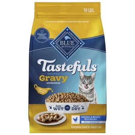 Blue Buffalo Tastefuls Irresistible Gravy Experience Adult Indoor Cat Dry Food  Chicken & Brown Rice Recipe  10-lb. Bag