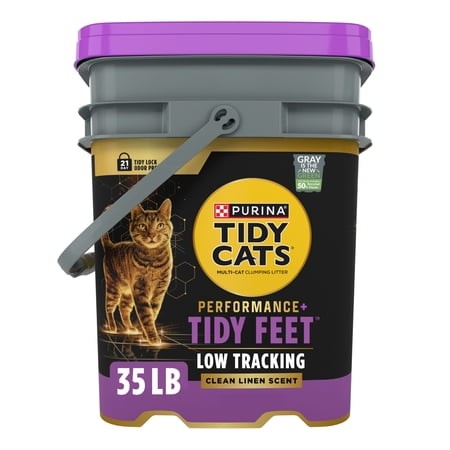 Purina Tidy Cats Performance Plus Tidy Feet Low Tracking Cat Litter  Clean Linen Scent  35 Lb Pail