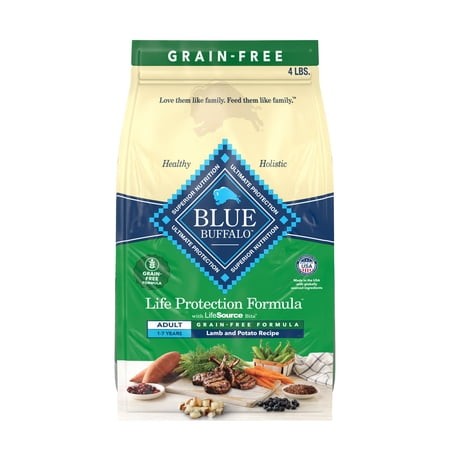 Blue Buffalo Life Protection Formula Grain Free Adult Dry Dog Food  Lamb  4lb Bag