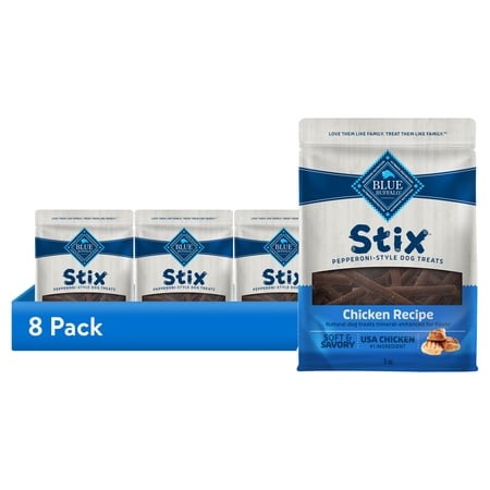 (8 Pack) Blue Buffalo Stix Pepperoni-Style Dog Treats  Chicken Recipe  5-oz. Bag