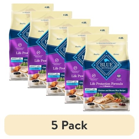 (5 Pack) Blue Buffalo Life Protection Formula Toy Breed Dry Dog Food Chicken & Brown Rice 4 Lbs
