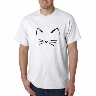 New Way 1128 - Unisex T-Shirt Cat Whiskers Silhouette Heart Nose XL White