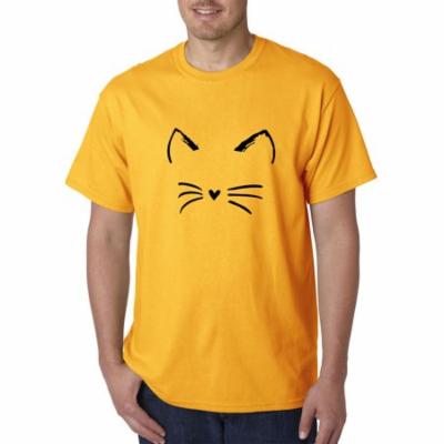 New Way 1128 - Unisex T-Shirt Cat Whiskers Silhouette Heart Nose 2XL Gold